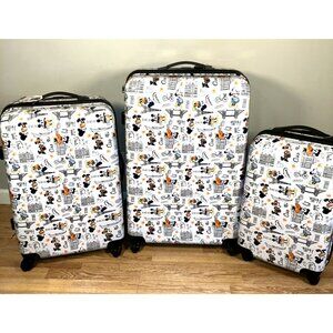 NWT DISNEY MICKEY & MINNIE MOUSE EUROPE TRAVEL 3 PIECE LUGGAGE SET BY BIOWORLD
